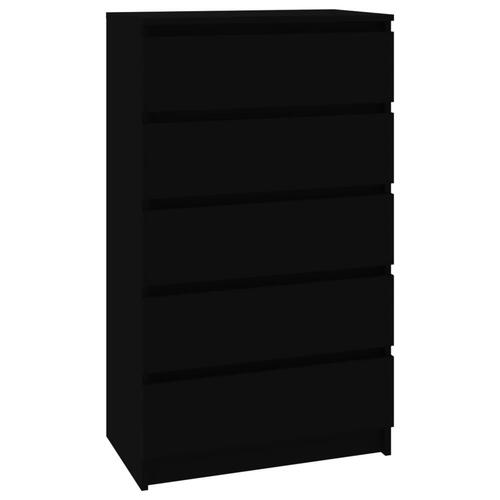 Skuffeskab 60x36x103 cm konstrueret træ sort