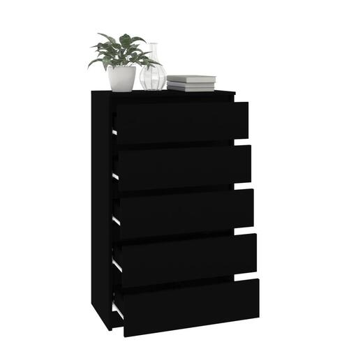 Skuffeskab 60x36x103 cm konstrueret træ sort