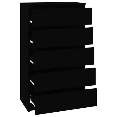 Skuffeskab 60x36x103 cm konstrueret træ sort