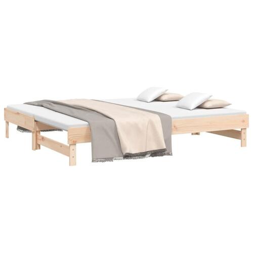 Daybed med udtræk 2x(100x200) cm massivt fyrretræ