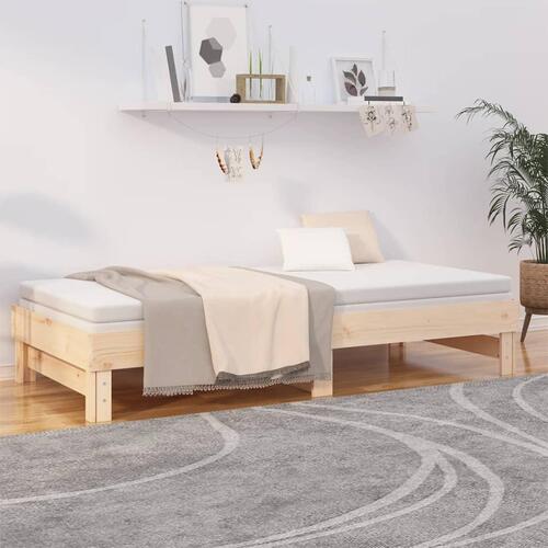 Daybed med udtræk 2x(100x200) cm massivt fyrretræ