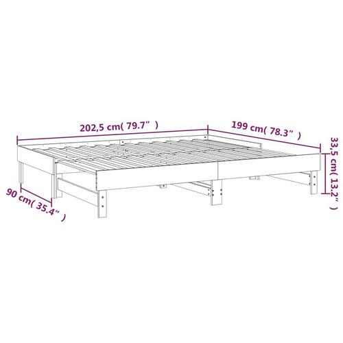 Daybed med udtræk 2x(100x200) cm massivt fyrretræ