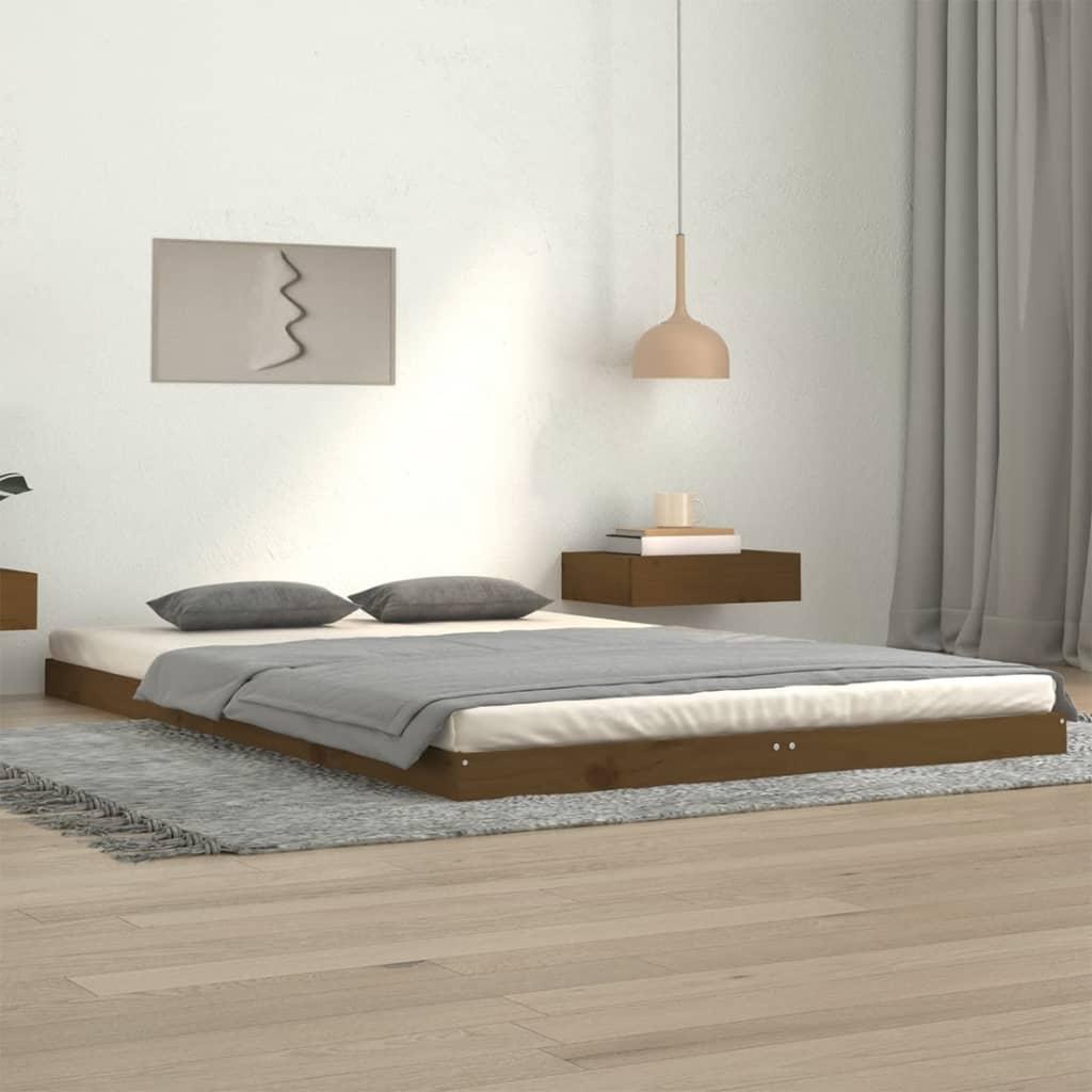 Sengeramme 120x200 cm massivt fyrretræ gyldenbrun