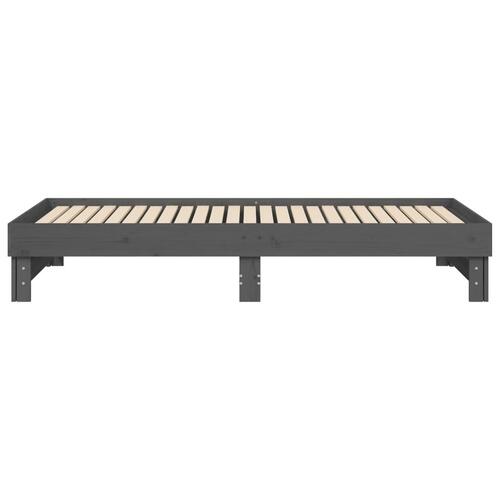 Daybed med udtræk 2x(100x200) cm massivt fyrretræ grå