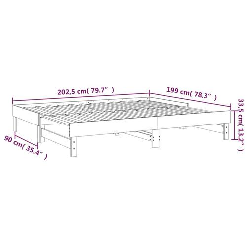 Daybed med udtræk 2x(100x200) cm massivt fyrretræ grå