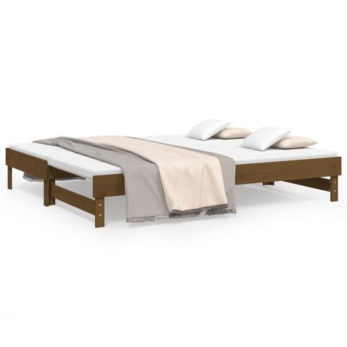 Daybed med udtræk 2x(100x200) cm massivt fyrretræ gyldenbrun