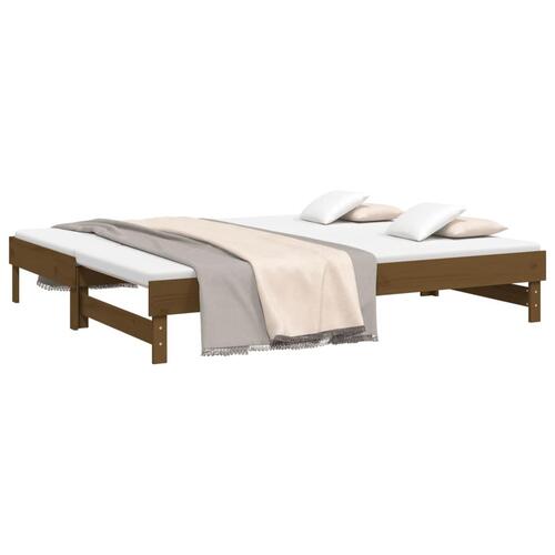 Daybed med udtræk 2x(100x200) cm massivt fyrretræ gyldenbrun