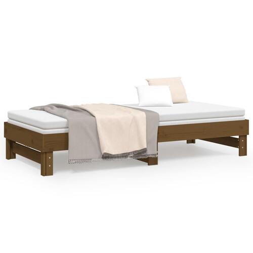 Daybed med udtræk 2x(100x200) cm massivt fyrretræ gyldenbrun
