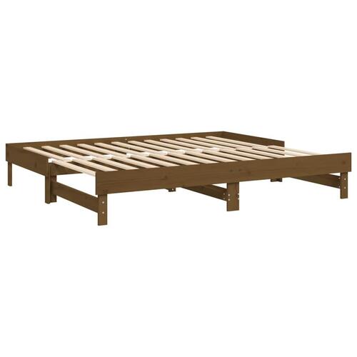 Daybed med udtræk 2x(100x200) cm massivt fyrretræ gyldenbrun
