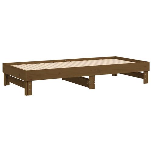 Daybed med udtræk 2x(100x200) cm massivt fyrretræ gyldenbrun