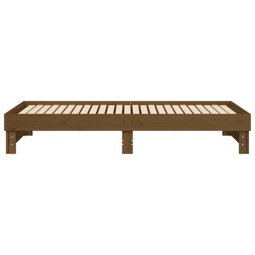 Daybed med udtræk 2x(100x200) cm massivt fyrretræ gyldenbrun