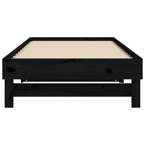 Daybed med udtræk 2x(100x200) cm massivt fyrretræ sort