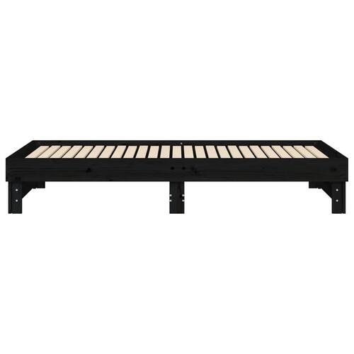 Daybed med udtræk 2x(100x200) cm massivt fyrretræ sort