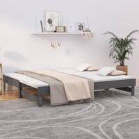 Daybed med udtræk 2x(90x200) cm massivt fyrretræ grå