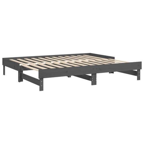 Daybed med udtræk 2x(90x200) cm massivt fyrretræ grå