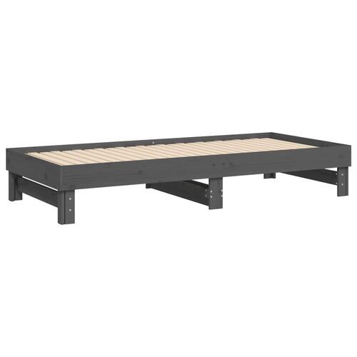 Daybed med udtræk 2x(90x200) cm massivt fyrretræ grå