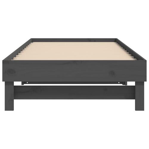 Daybed med udtræk 2x(90x200) cm massivt fyrretræ grå