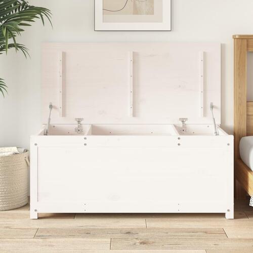 Opbevaringskasse 110x50x45,5 cm massivt fyrretræ hvid