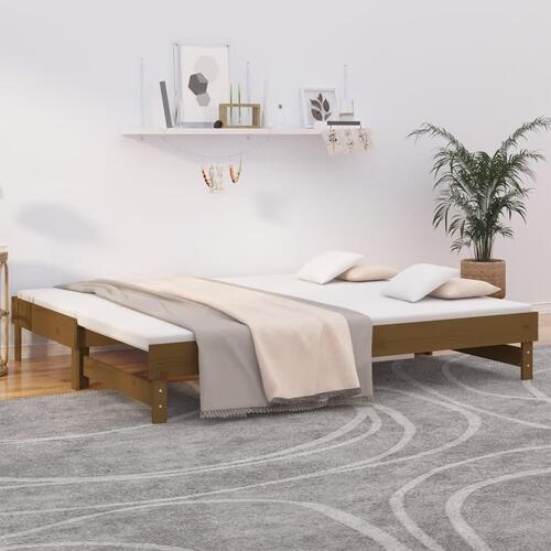 Daybed med udtræk 2x(90x200) cm massivt fyrretræ gyldenbrun