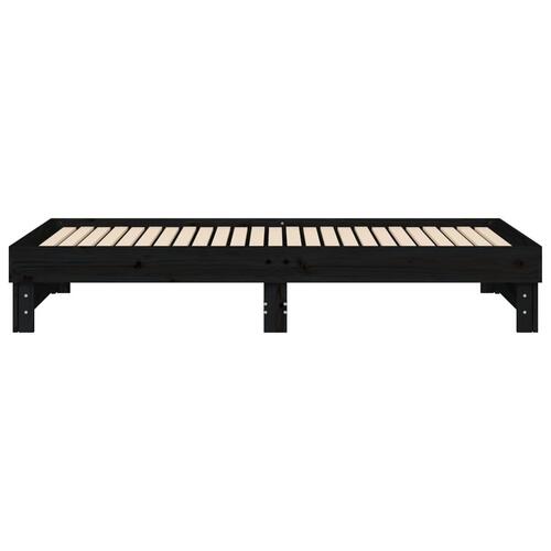 Daybed med udtræk 2x(90x200) cm massivt fyrretræ sort