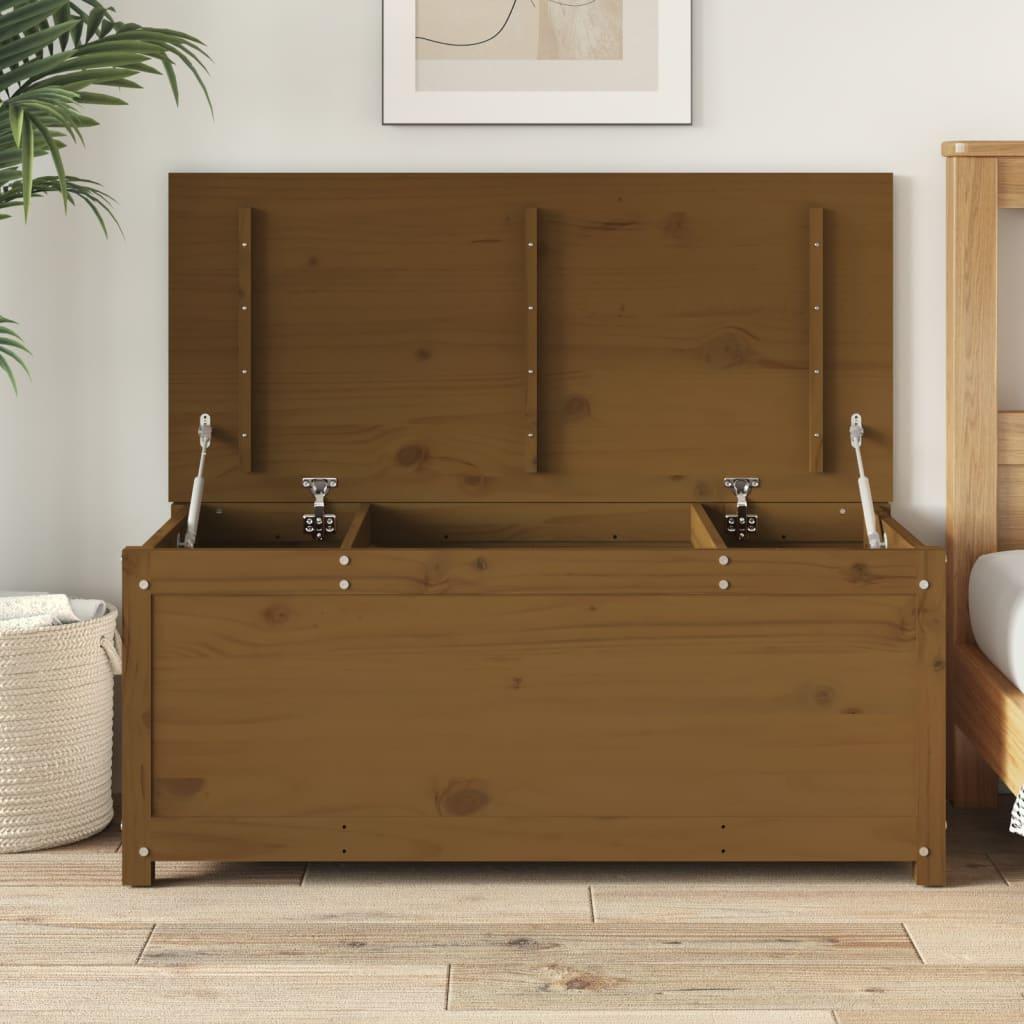 Opbevaringskasse 110x50x45,5 cm massivt fyrretræ gyldenbrun
