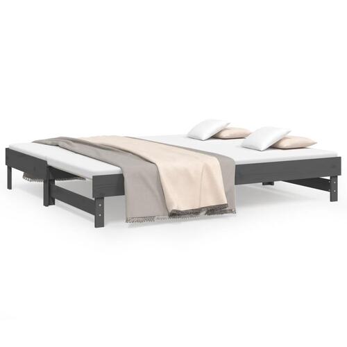 Daybed med udtræk 2x(80x200) cm massivt fyrretræ grå