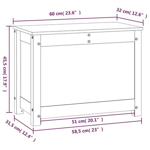 Opbevaringskasse 60x32x45,5 cm massivt fyrretræ gyldenbrun