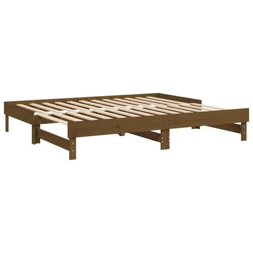 Daybed med udtræk 2x(80x200) cm massivt fyrretræ gyldenbrun