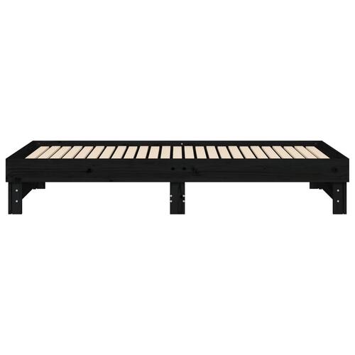 Daybed med udtræk 2x(80x200) cm massivt fyrretræ sort