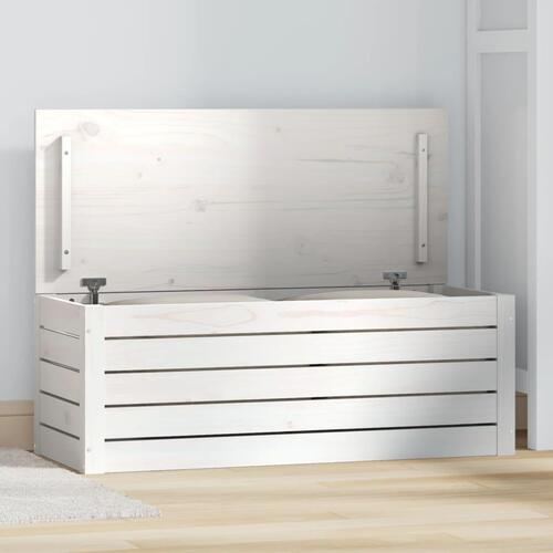 Opbevaringskasse 89x36,5x33 cm massivt fyrretræ hvid