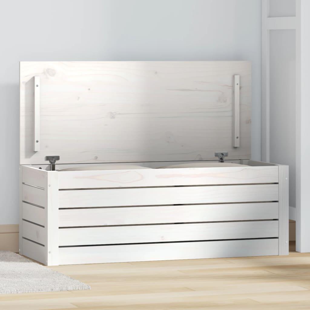 Opbevaringskasse 89x36,5x33 cm massivt fyrretræ hvid