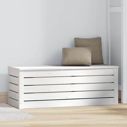 Opbevaringskasse 89x36,5x33 cm massivt fyrretræ hvid