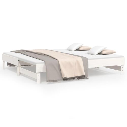 Daybed med udtræk 2x(90x190) cm massivt fyrretræ hvid