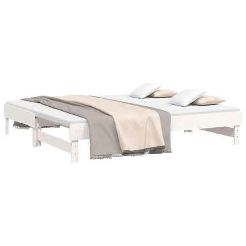 Daybed med udtræk 2x(90x190) cm massivt fyrretræ hvid