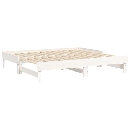 Daybed med udtræk 2x(90x190) cm massivt fyrretræ hvid