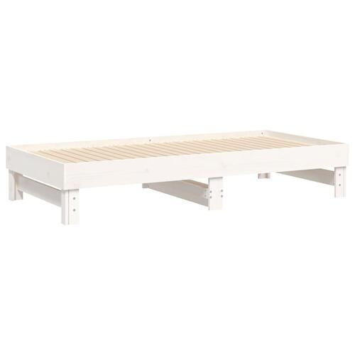Daybed med udtræk 2x(90x190) cm massivt fyrretræ hvid