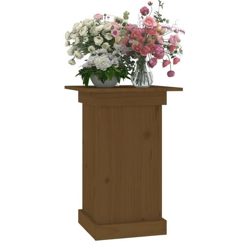 Blomsterstander 40x40x60 cm massivt fyrretræ gyldenbrun