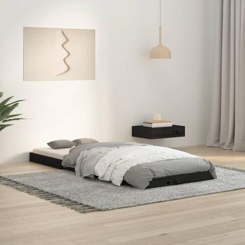 Sengeramme 75x190 cm massivt fyrretræ sort