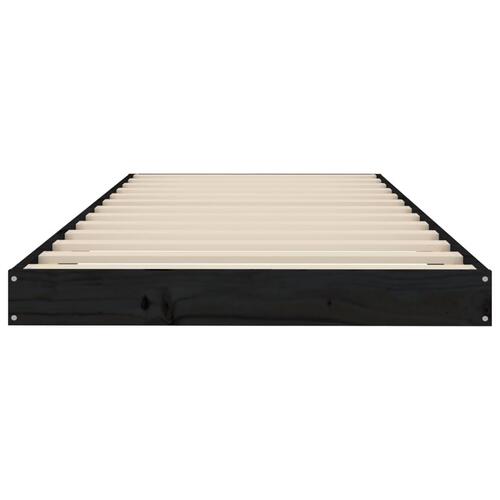 Sengeramme 75x190 cm massivt fyrretræ sort