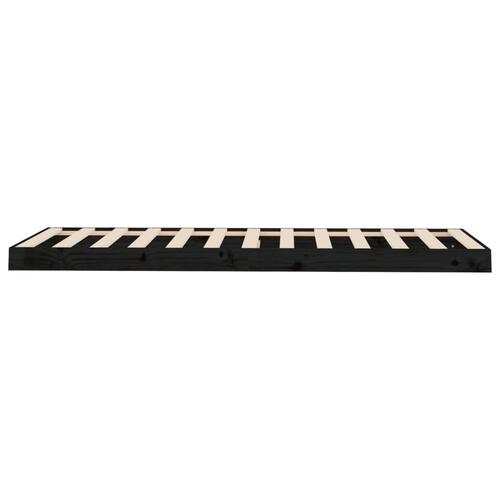 Sengeramme 75x190 cm massivt fyrretræ sort