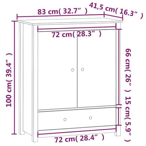 Højskab 83x41,5x100 cm massivt fyrretræ sort