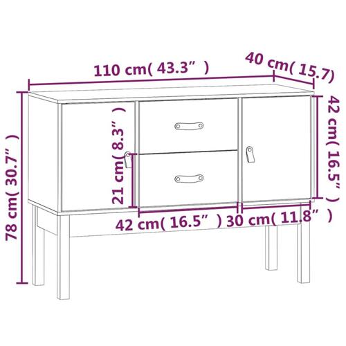 Skænk 110x40x78 cm massivt fyrretræ