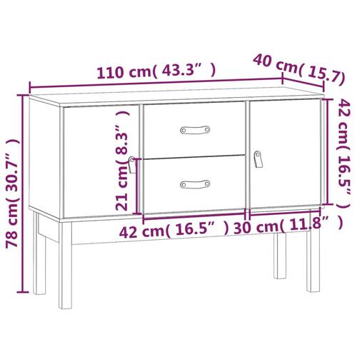 Skænk 110x40x78 cm massivt fyrretræ hvid