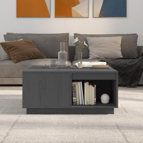 Sofabord 80x81x36,5 cm massivt fyrretræ grå