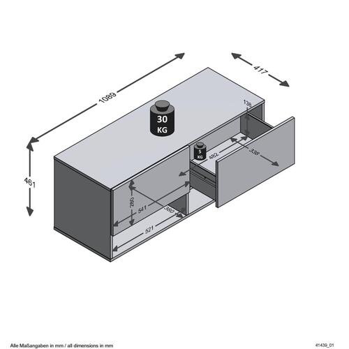 FMD opbevaringsbænk med 2 skuffer 108,9x41,7x46,1 cm hvid og egetræ