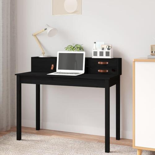 Skrivebord 110x50x93 cm massivt fyrretræ sort