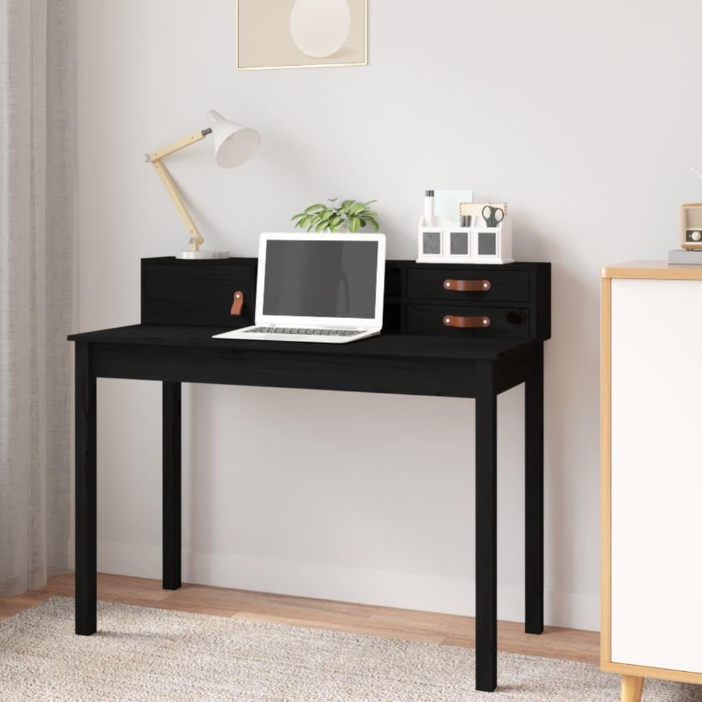 Skrivebord 110x50x93 cm massivt fyrretræ sort