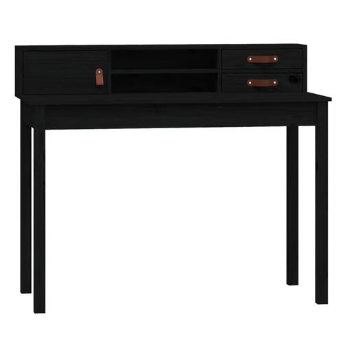 Skrivebord 110x50x93 cm massivt fyrretræ sort