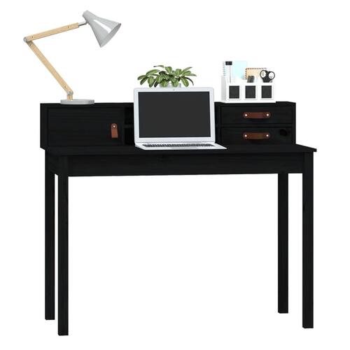 Skrivebord 110x50x93 cm massivt fyrretræ sort
