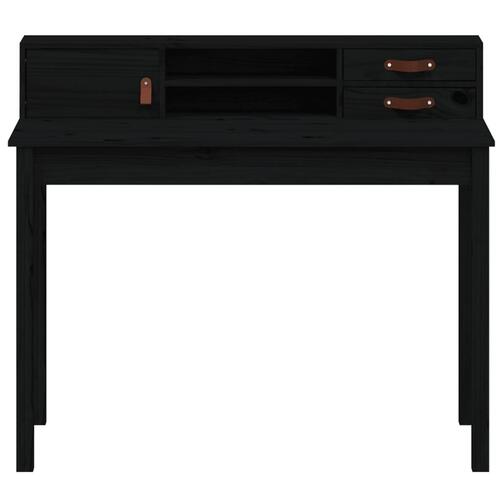 Skrivebord 110x50x93 cm massivt fyrretræ sort